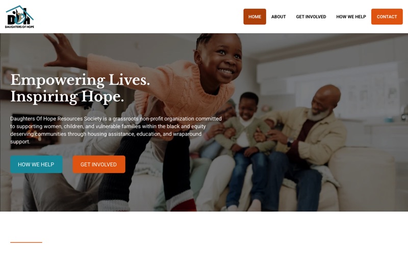 Daughters of Hope Resources Society website homepage