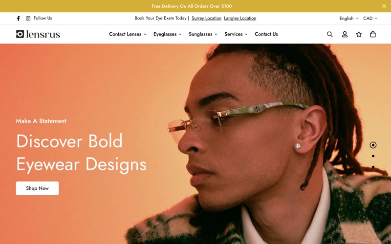 Lens R Us website homepage